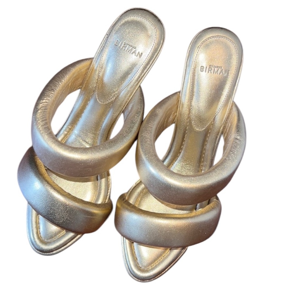 Alexandre Birman Lilla Gold Leather High Heel Sandals EU 40.5